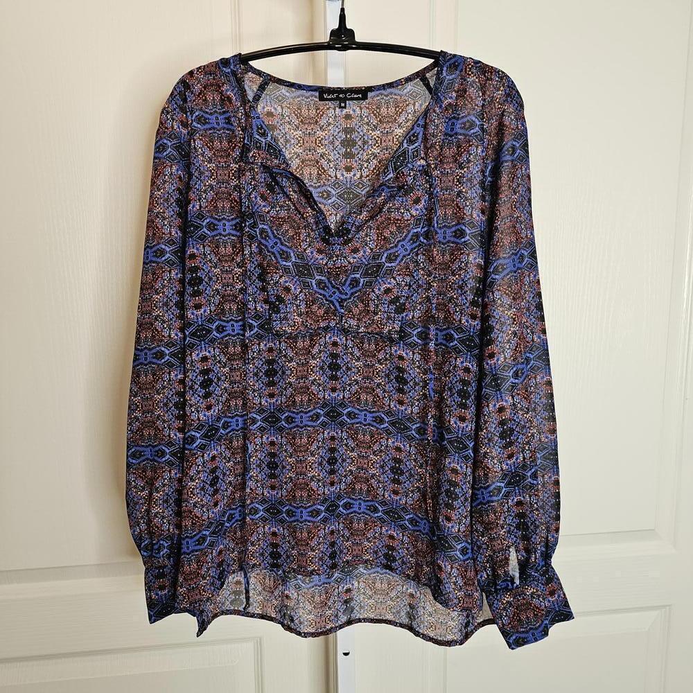 Violet & Claire Vibrant Patterned Blouse - Size M